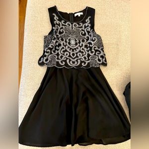 Black Sequined Francesca’s Brand Midi Dress with Flowy Skirt